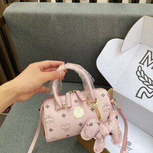 MCM MINI Aren Visetos Boston Pillow Bag